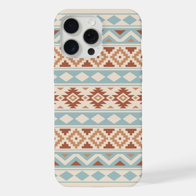 Coque iPhone Aztec Essence Ptn III b Crème Terracottas Bleues (Verso)