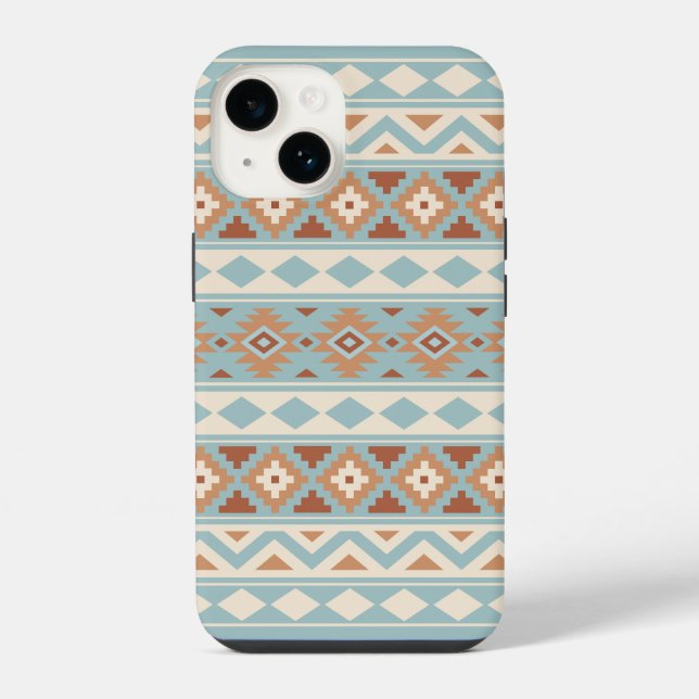Coque iPhone Aztec Essence Ptn IIIb Blue Cream Terracottas (Verso)