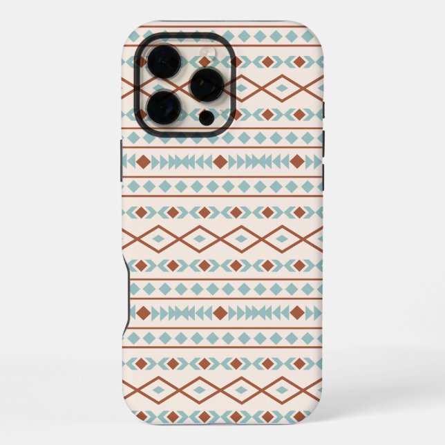 Coque iPhone Aztec Formes Motif rouille crème Turquoise (Verso)