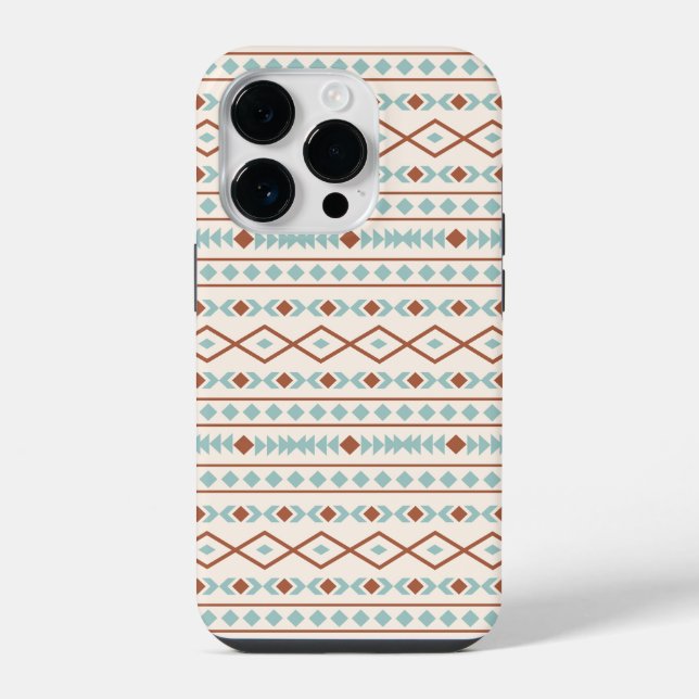 Coque iPhone Aztec Formes Motif rouille crème Turquoise (Verso)