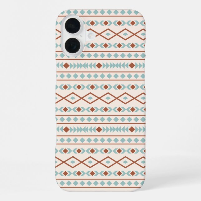 Coque iPhone Aztec Formes Motif rouille crème Turquoise (Verso)
