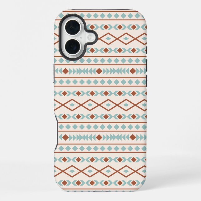 Coque iPhone Aztec Formes Motif rouille crème Turquoise (Verso)