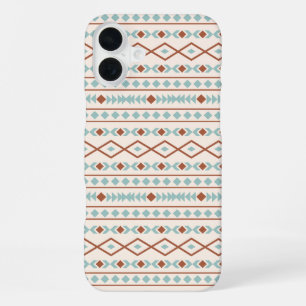 Coque iPhone 16 Plus Aztec Formes Motif rouille crème Turquoise