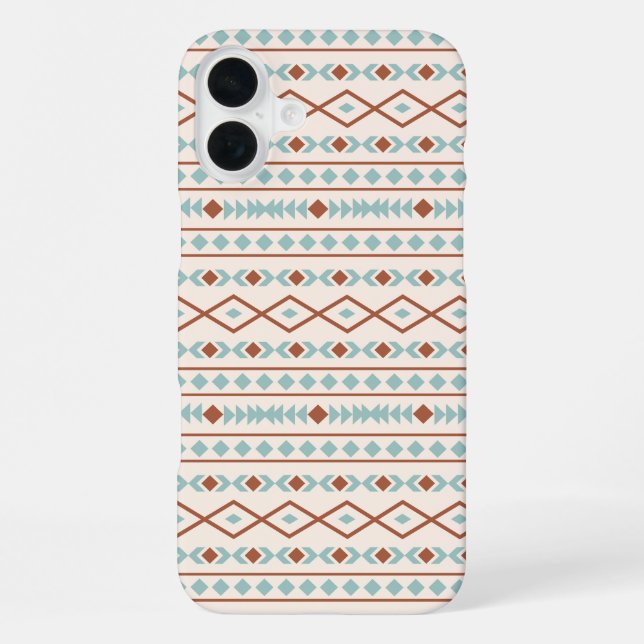 Coque iPhone Aztec Formes Motif rouille crème Turquoise (Verso)