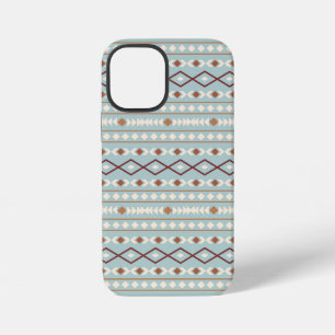 Coque iPhone 12 Mini Aztec Formes Motif Rusts Crème Turquoise-Bleu
