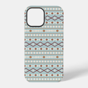 Coque iPhone 12 Pro Aztec Formes Motif Rusts Crème Turquoise-Bleu