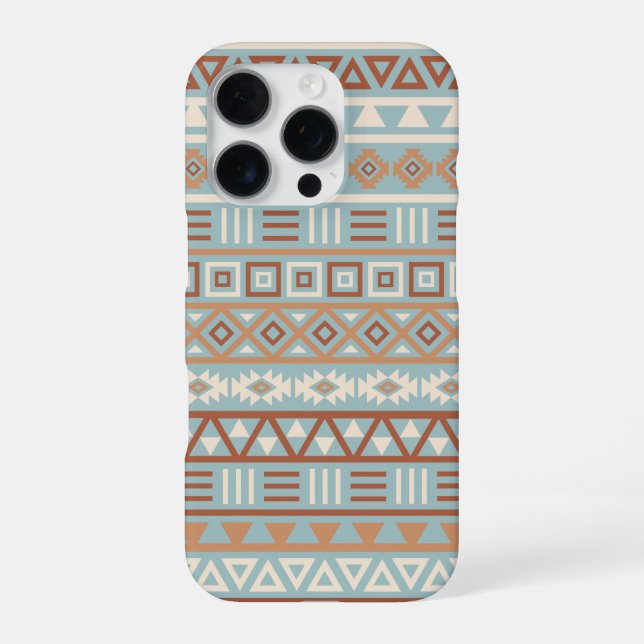 Coque iPhone Aztec Influence Motif Crème Bleue Terracottas (Verso)