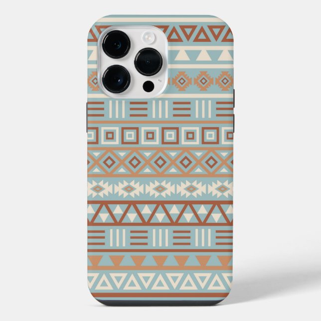 Coque iPhone Aztec Influence Motif Crème Bleue Terracottas (Verso)