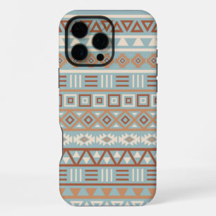 Coque iPhone 16 Pro Max Aztec Influence Motif Crème Bleue Terracottas