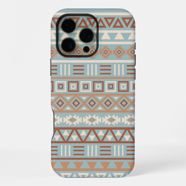 Coque iPhone Aztec Influence Motif Crème Bleue Terracottas (Verso)