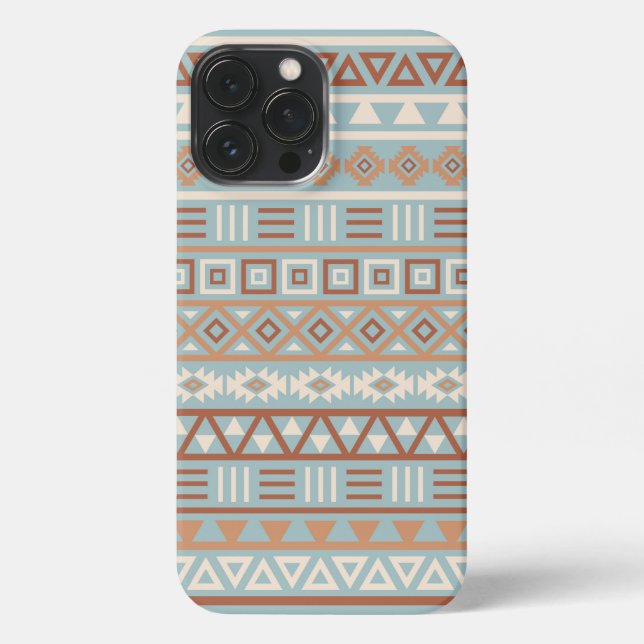 Coque iPhone Aztec Influence Motif Crème Bleue Terracottas (Verso)