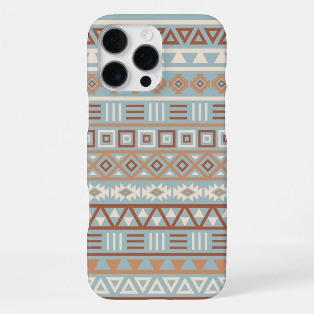 Coque iPhone Aztec Influence Motif Crème Bleue Terracottas (Verso)