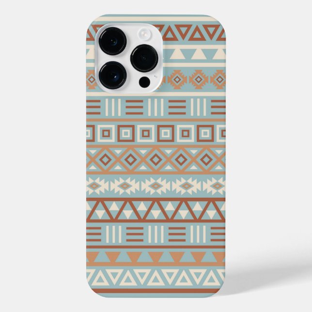 Coque iPhone Aztec Influence Motif Crème Bleue Terracottas (Verso)