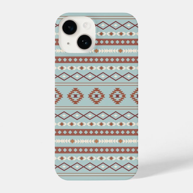 Coque iPhone Aztec Mixte Motif Motif Rusts Crème Bleu (Verso)