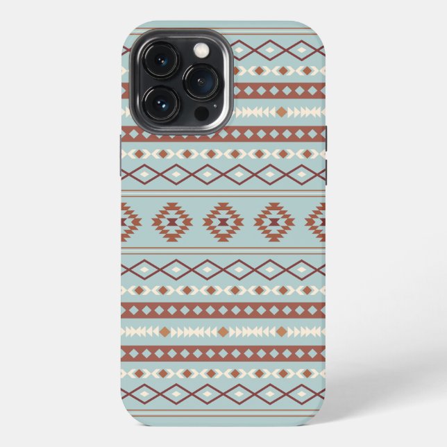 Coque iPhone Aztec Mixte Motif Motif Rusts Crème Bleu (Verso)