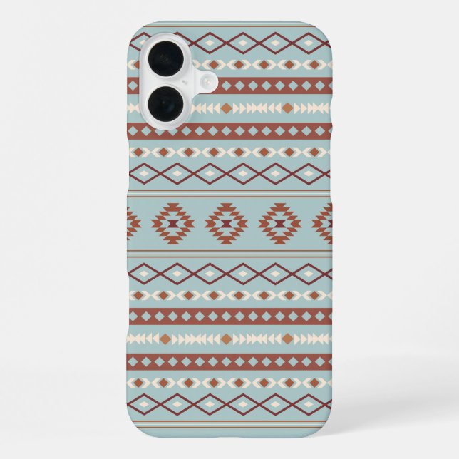 Coque iPhone Aztec Mixte Motif Motif Rusts Crème Bleu (Verso)