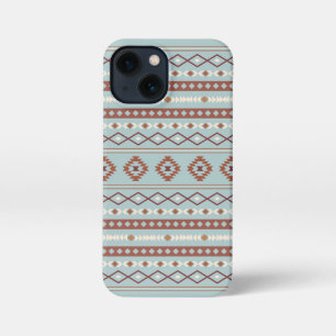 Etui iPhone 13 Mini Aztec Mixte Motif Motif Rusts Crème Bleu