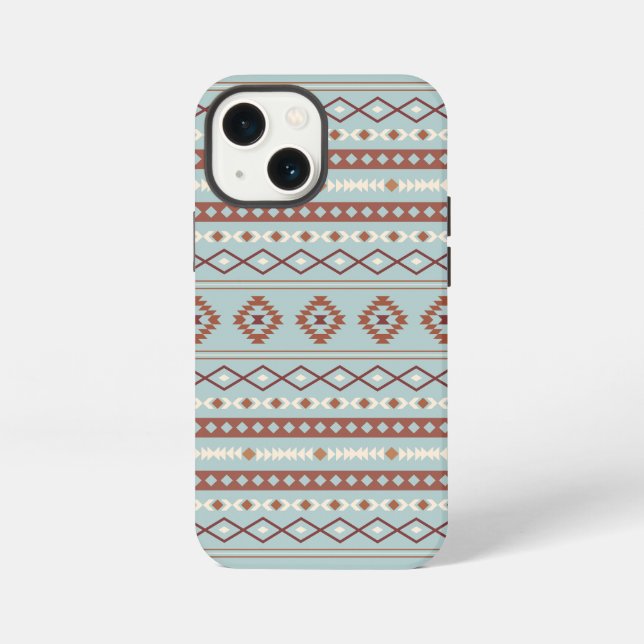 Coque iPhone Aztec Mixte Motif Motif Rusts Crème Bleu (Verso)