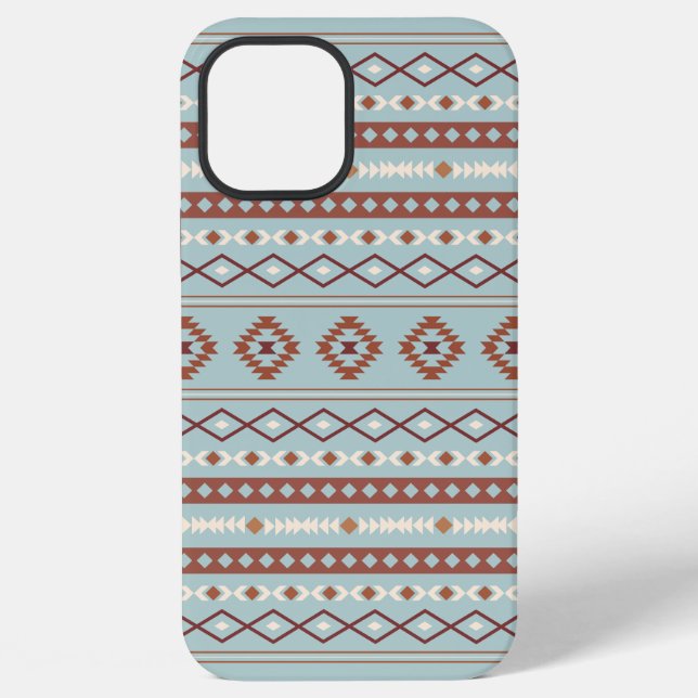 Coque iPhone Aztec Mixte Motif Motif Rusts Crème Bleu (Verso)