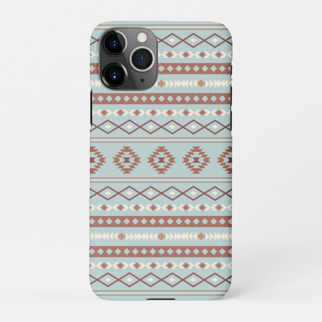 Coque iPhone Aztec Mixte Motif Motif Rusts Crème Bleu (Dos)