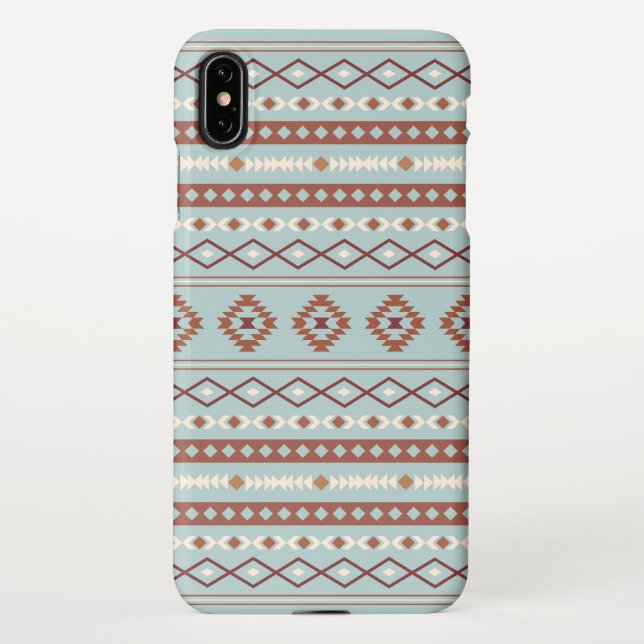 Coque iPhone Aztec Mixte Motif Motif Rusts Crème Bleu (Dos)