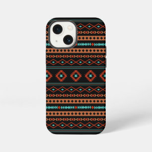Etui iPhone 13 Mini Aztec Rusts Turquoise Noir Motifs mélangés Motif