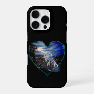 Coque iPhone 16 Pro Baie à la nuit, Amour Dauphin