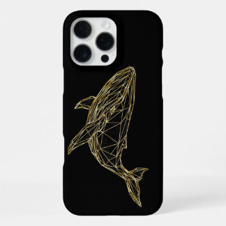 Coque iPhone 16 Pro Max Baleine géométrique en or de luxe