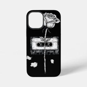 Coque iPhone 12 Mini Bande Cassette Vintage Rose en Fleur Esthétique 