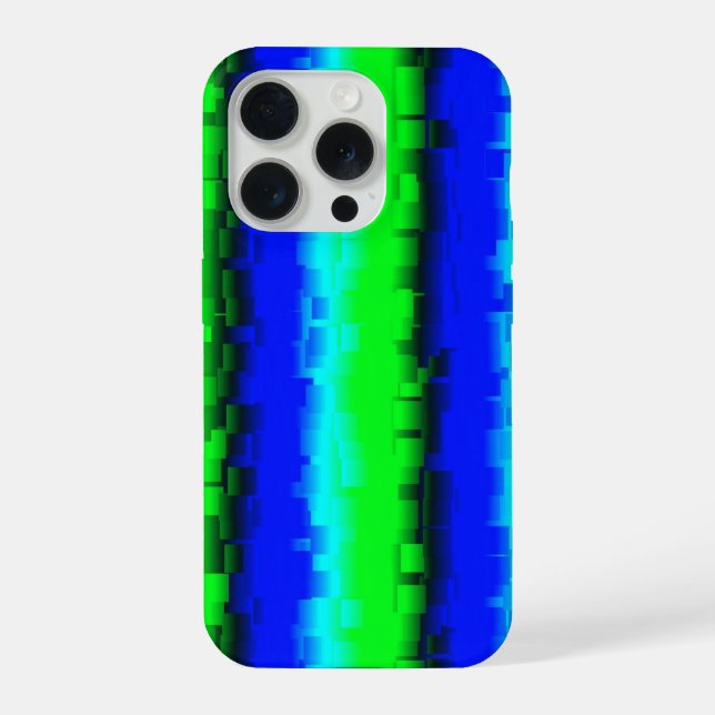 Coque iPhone Bandes de verre brisé bleu vert (Verso)