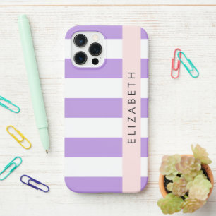 Coque iPhone 12 Pro Bandes Violettes, Motif Gratté, Lignes, Votre Nom