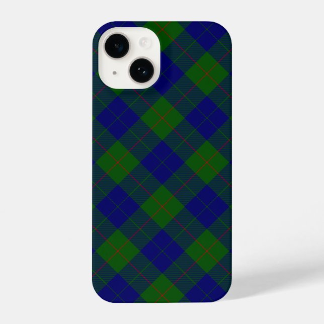 Coque iPhone Barclay tartan bleu vert plaid (Verso)