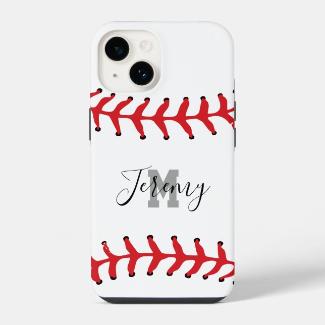 Coque iPhone Baseball Initiale & Nom (Verso)