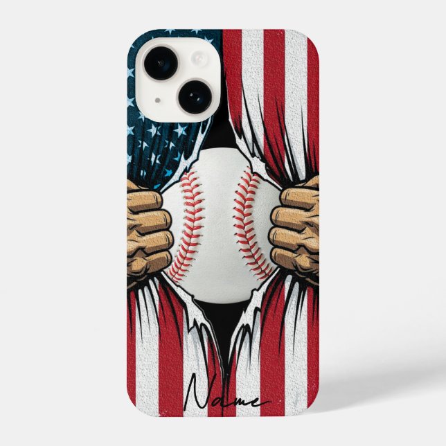 Coque iPhone Baseball Softball American Flag Patriotic (Verso)