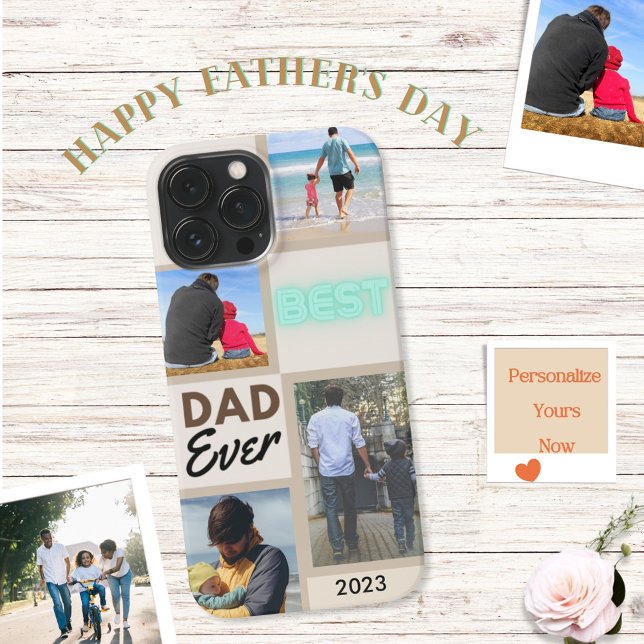 Coque iPhone Beau Collage Photo Personnalisé Meilleur Père Jama (Créateur téléchargé)