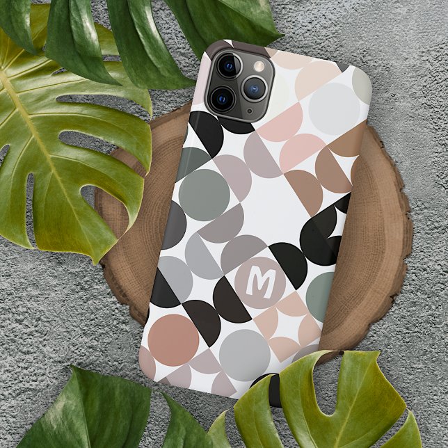 Coque iPhone Beige Tan Gris Turquoise Noir Vert Retro Art (Créateur téléchargé)