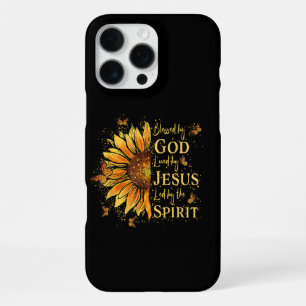 Coque iPhone 16 Pro Max Béni par Dieu - Aimé par Jésus, Tournesol