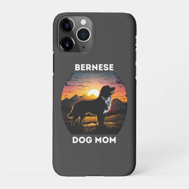 Coque iPhone Bernese et le soleil levant pour Bernese Dog Mom (Dos)
