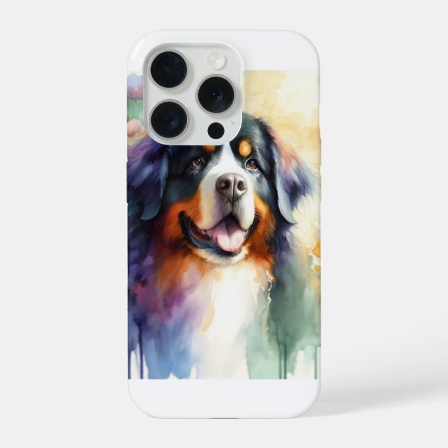 Coque iPhone Bernese Mountain Dog Essence AREF913 - Watercolor (Verso)