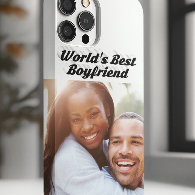 Coque iPhone Best Boyfriend photo noir texte 3d (Créateur téléchargé)