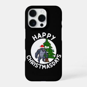 Coque iPhone 16 Pro Bigfoot drôle de Noël portant un chapeau de Père N