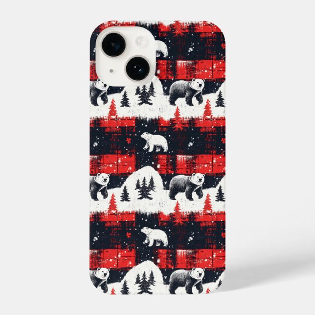 Coque iPhone Bison rouge Plaids Ours polaire (Verso)