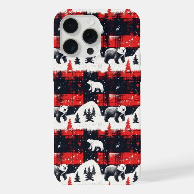Coque iPhone Bison rouge Plaids Ours polaire (Verso)
