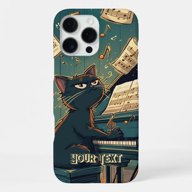 Coque iPhone Black Cat Playing Piano Cool Pianist Gift (Verso)