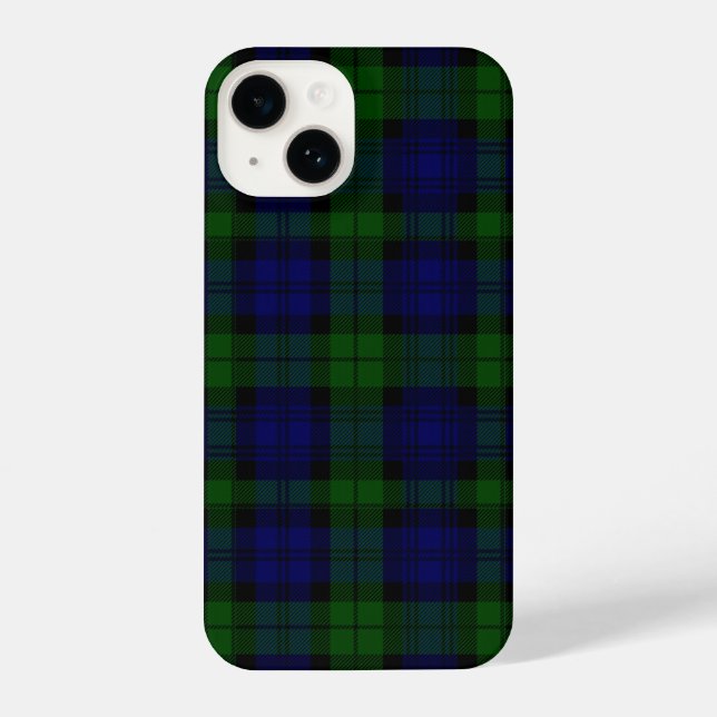 Coque iPhone Black Watch Tartan bleu vert Plaid (Verso)