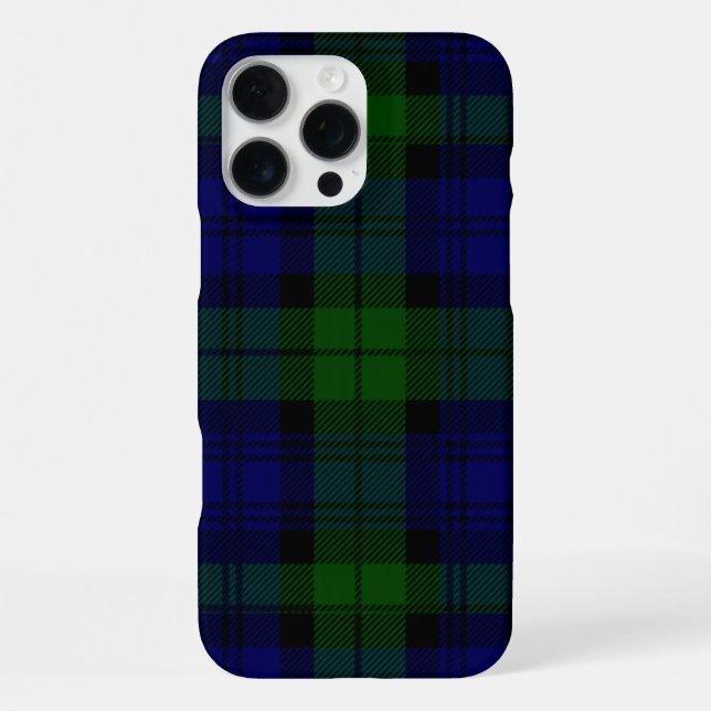 Coque iPhone Black Watch Tartan bleu vert Plaid (Verso)