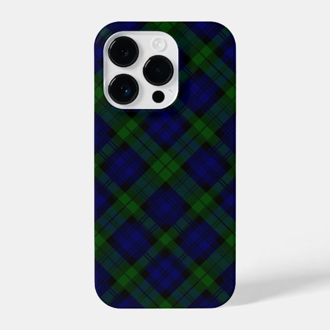 Coque iPhone Black Watch Tartan bleu vert Plaid (Verso)