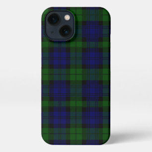 Etui iPhone 13 Black Watch Tartan bleu vert Plaid