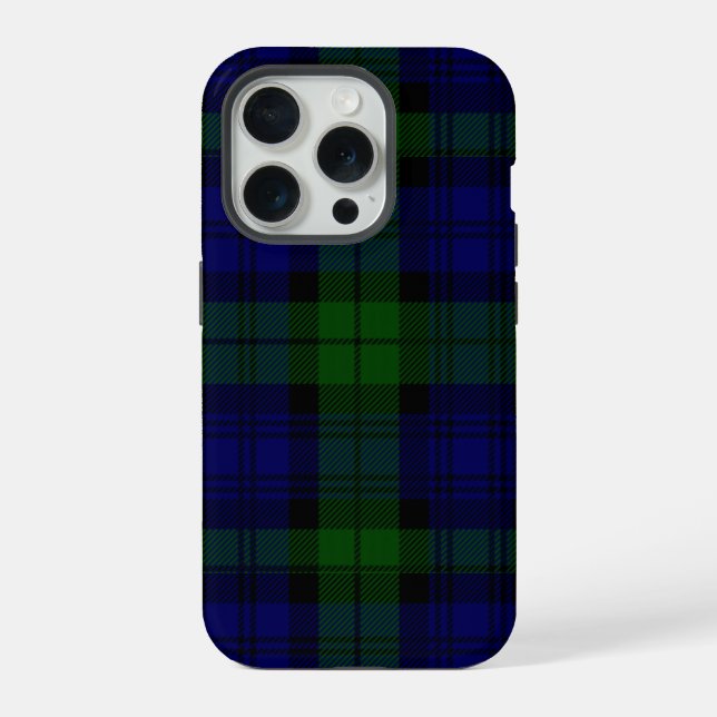 Coque iPhone Black Watch Tartan bleu vert Plaid (Verso)