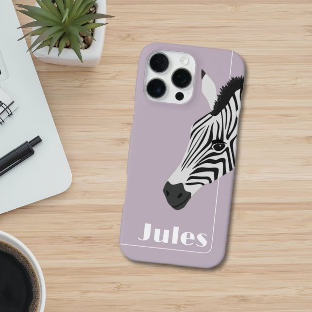 Coque iPhone Black White Zebra Pink ajouter Nom (Créateur téléchargé)